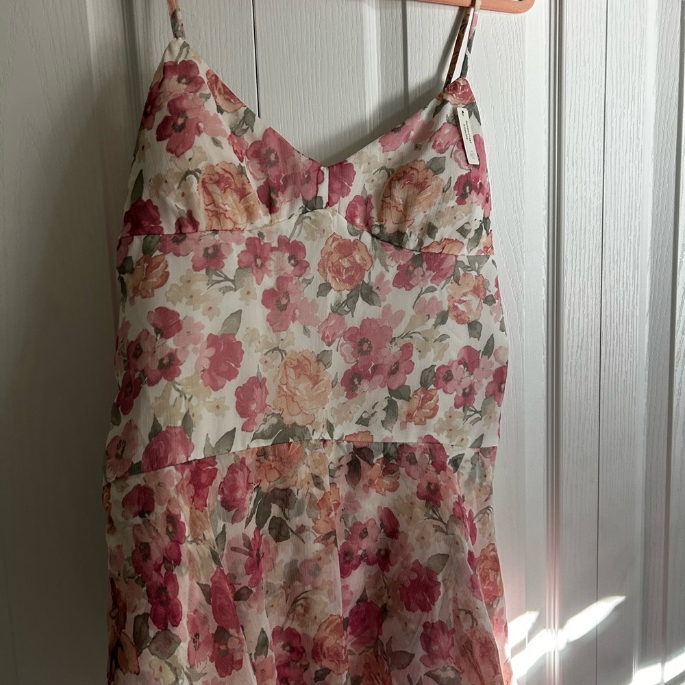Hollister Floral Mini Dress - Pink and Cream
